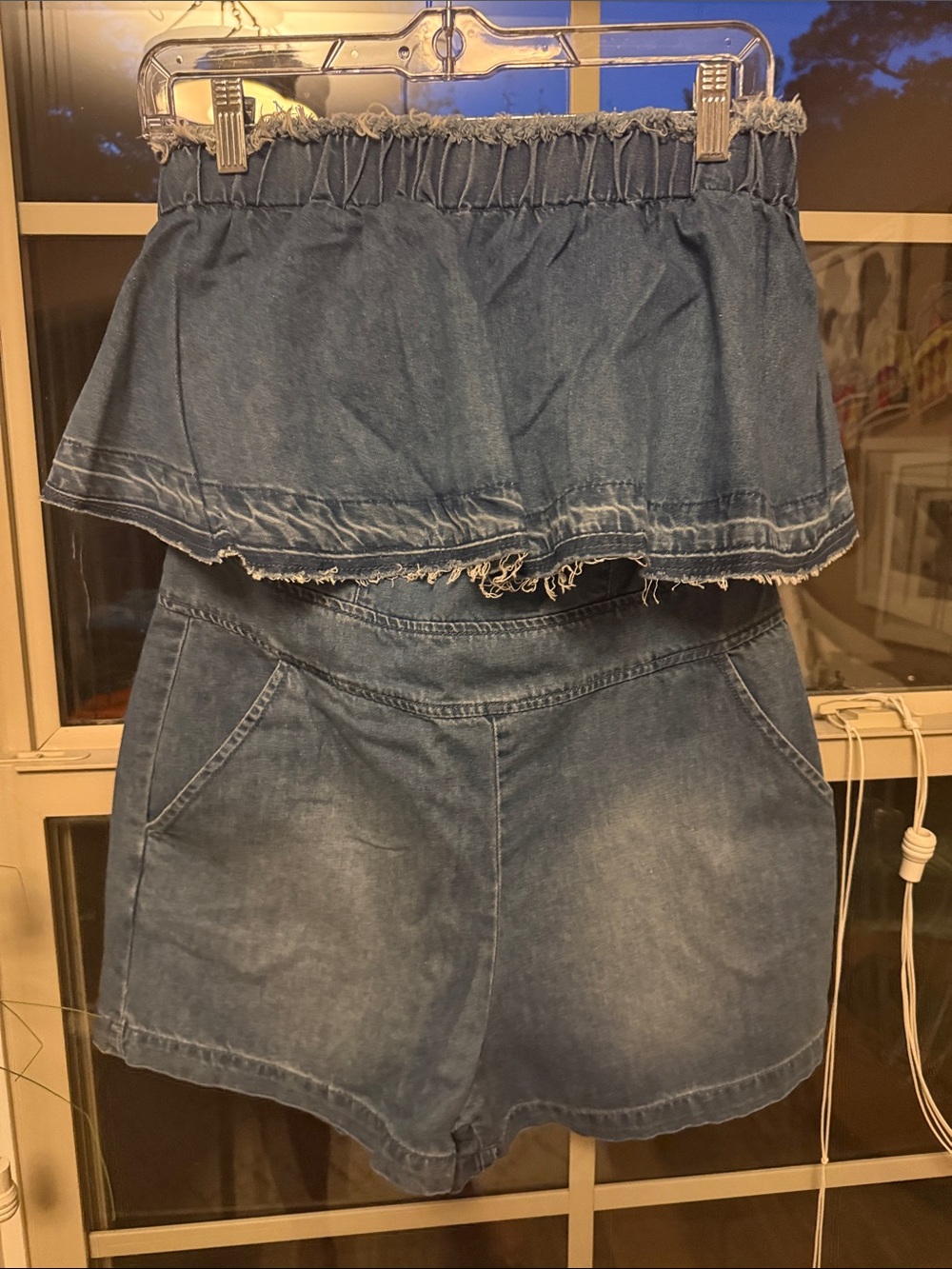 Umgee Light Blue Denim Strapless Romper
